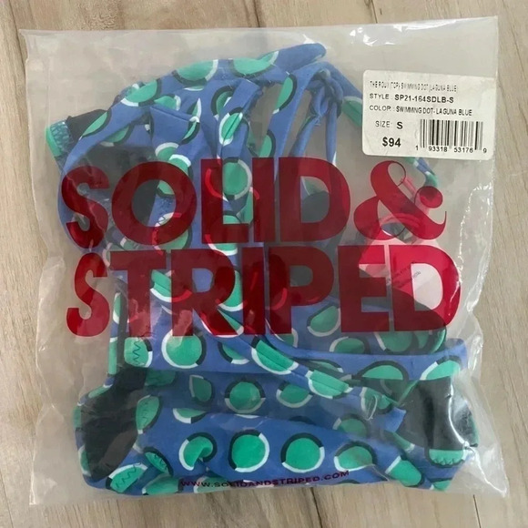 Solid & Striped The Roux Bikini Top Cobalt Blue Polka Dot - Picture 10 of 10